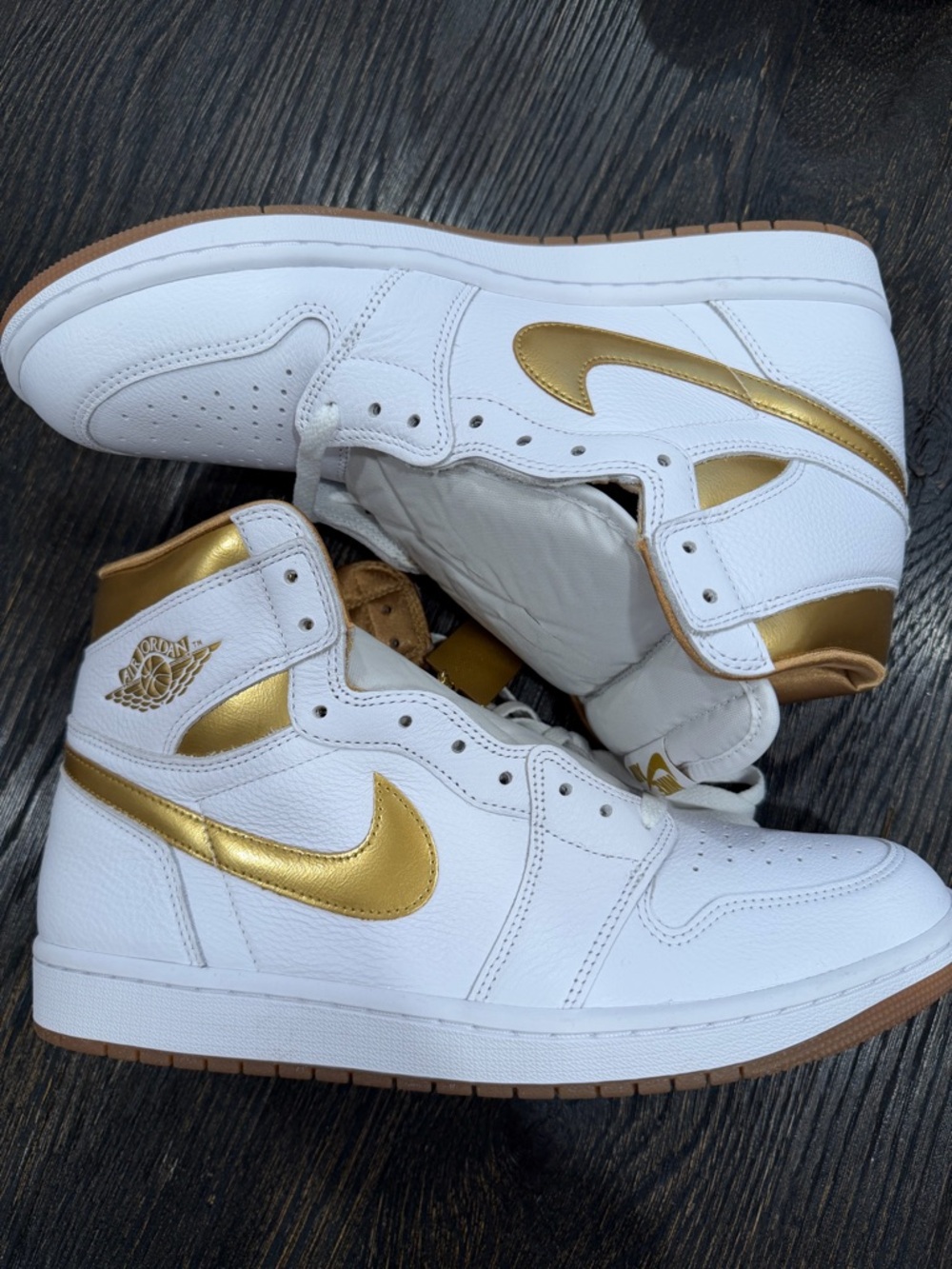 Jordan Women's High Top Sneakers White and Gold